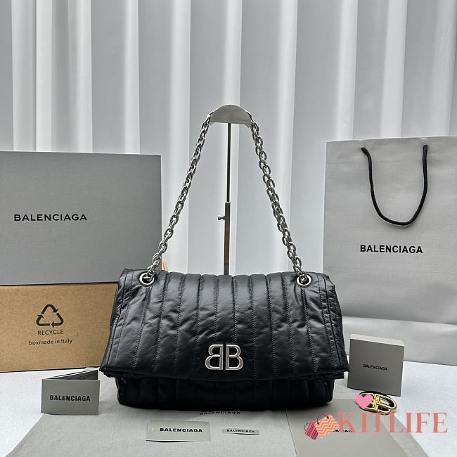 kitlife Balenciaga Monaco chain-strap quilted shoulder bag Black - 24.8x11.9x22cm - 1