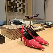 kitlife Balenciaga Square Knife satin slingback pumps red 10.5cm - 1