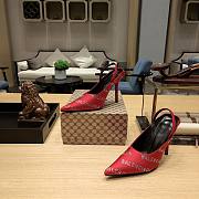 kitlife Balenciaga Square Knife satin slingback pumps red 10.5cm - 6