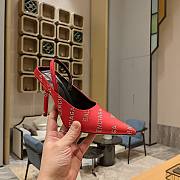 kitlife Balenciaga Square Knife satin slingback pumps red 10.5cm - 5