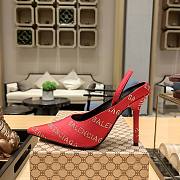 kitlife Balenciaga Square Knife satin slingback pumps red 10.5cm - 3