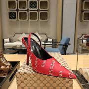 kitlife Balenciaga Square Knife satin slingback pumps red 10.5cm - 4