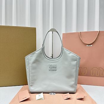 Kitlife MIU MIU Ivy Leather Tote Bag In Neutrals Blue 