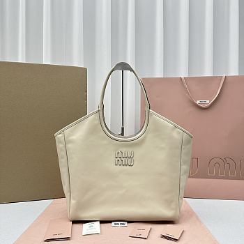 Kitlife MIU MIU Ivy Leather Tote Bag In Neutrals Beige