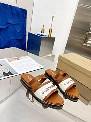 kitlife BURBERRY Canvas-Leather Logo Print Sandals Brown - 6