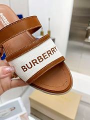 kitlife BURBERRY Canvas-Leather Logo Print Sandals Brown - 4