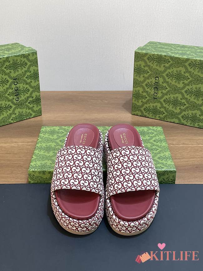 kitlife GUCCI Platform Slide Sandals red - 1