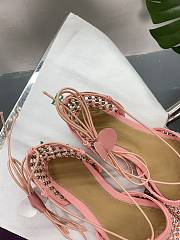 Kitlife Bottega Veneta Women's Pink Sparkle Stretch Lace-up Flat Sandals - 4