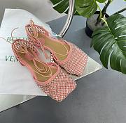 Kitlife Bottega Veneta Women's Pink Sparkle Stretch Lace-up Flat Sandals - 1
