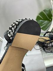 Kitlife Bottega Veneta Women's Black Sparkle Stretch Lace-up Flat Sandals - 3