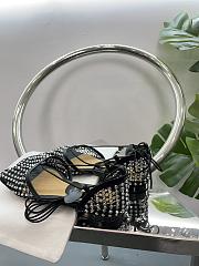 Kitlife Bottega Veneta Women's Black Sparkle Stretch Lace-up Flat Sandals - 5