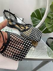 Kitlife Bottega Veneta Women's Black Sparkle Stretch Lace-up Flat Sandals - 6