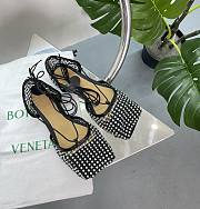 Kitlife Bottega Veneta Women's Black Sparkle Stretch Lace-up Flat Sandals - 1