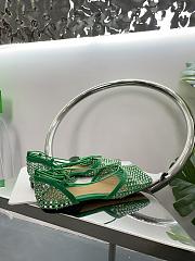 Kitlife Bottega Veneta Women's Green Sparkle Stretch Lace-up Flat Sandals - 6