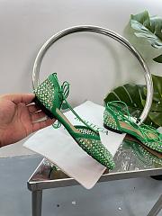 Kitlife Bottega Veneta Women's Green Sparkle Stretch Lace-up Flat Sandals - 3