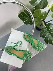 Kitlife Bottega Veneta Women's Green Sparkle Stretch Lace-up Flat Sandals - 4