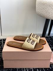 Kitlife MIU MIU Logo raffia slides Brown - 4