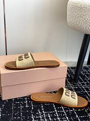 Kitlife MIU MIU Logo raffia slides Brown - 2