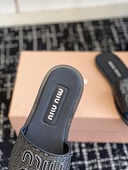 Kitlife MIU MIU Logo raffia slides Black - 5