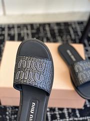 Kitlife MIU MIU Logo raffia slides Black - 4