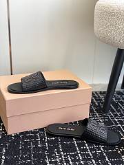 Kitlife MIU MIU Logo raffia slides Black - 3