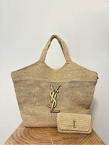 Kitlife YSL icare in raffia beige color bag - 55x43x5 cm