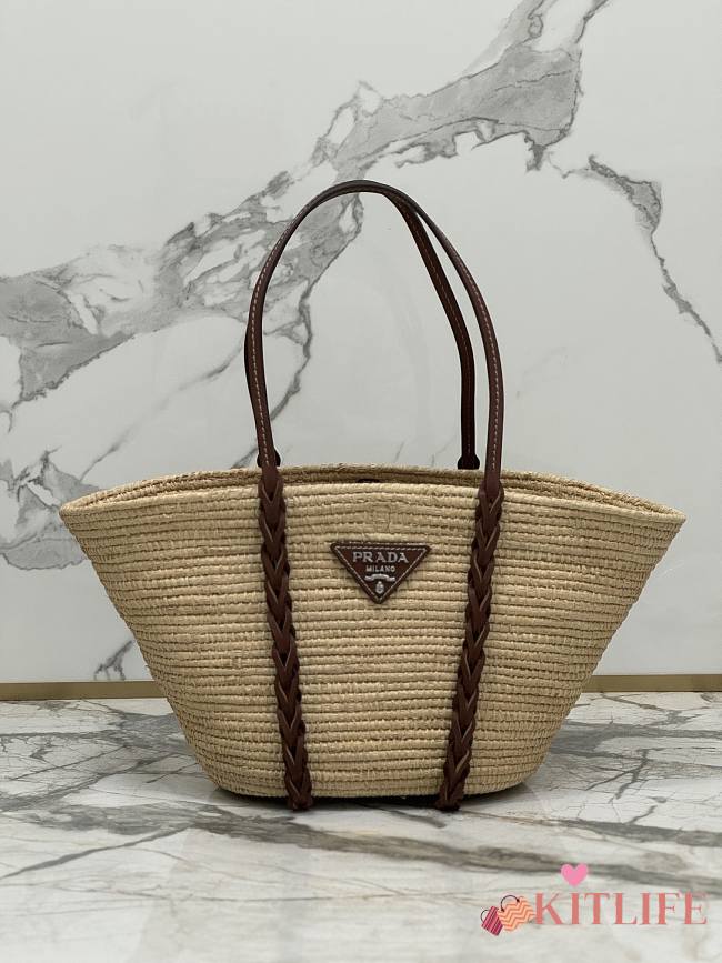 Kitlife Prada Straw Basket Tote Bag - 25x48x16 cm - 1