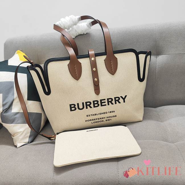 Kitlife Burberry Soft Belt Canvas Tote Bag in brown Canvas - 35x15x31 cm - 1