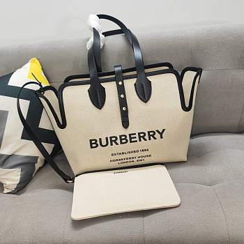 Kitlife Burberry Soft Belt Canvas Tote Bag in black Canvas - 35x15x31 cm