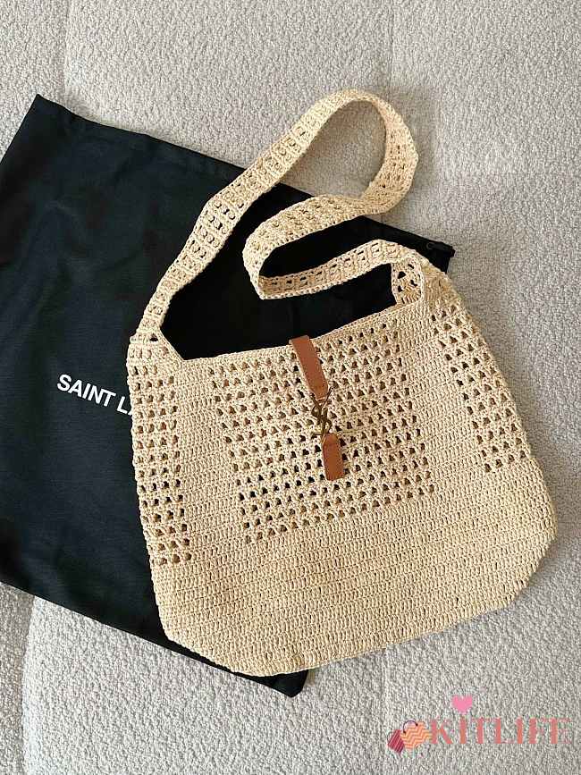 kitlife SAINT LAURENT Hobo Crochet Bag In Beige - 37x30x14 cm - 1