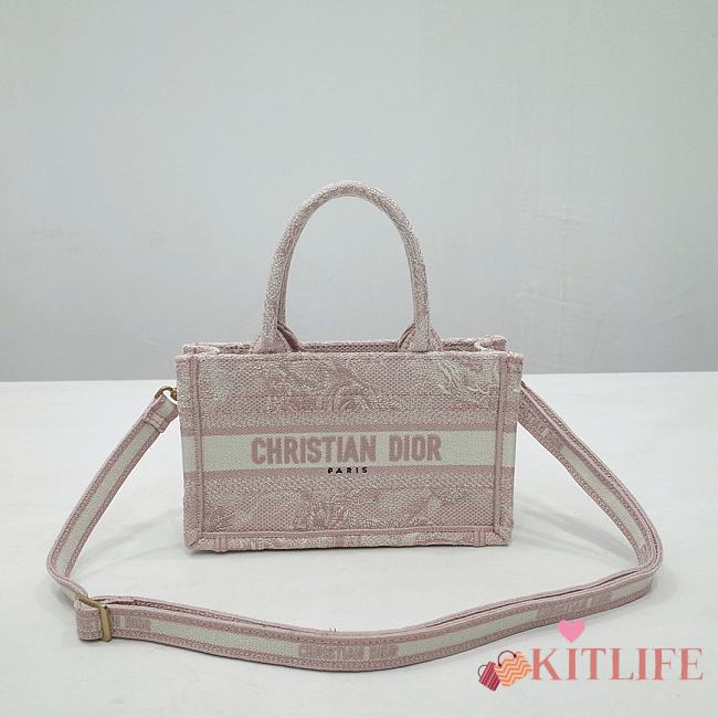 Kitlife Dior book tote Maria Grazia Chiuri pink bag - 21.5 x 13 x 7.5 cm - 1