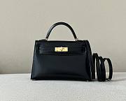 kitlife Hermes kelly bag mini Black box calf leather - 20 x 12 x 6 cm - 1