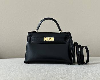 kitlife Hermes kelly bag mini Black box calf leather - 20 x 12 x 6 cm