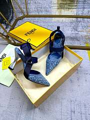 kitlife fendi Colibrì Blue denim high-heeled slingbacks blue 85mm - 1