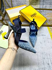 kitlife fendi Colibrì Blue denim high-heeled slingbacks blue 85mm - 5