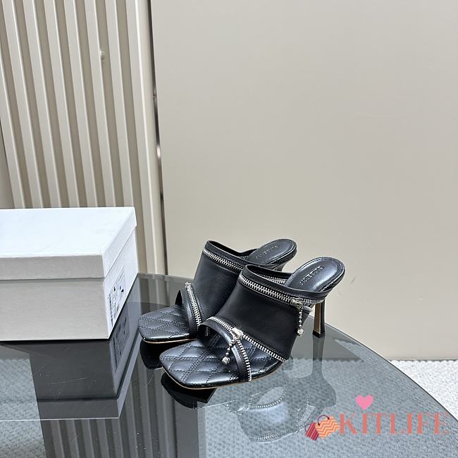 Kitlife Burberry Women's Black Peep Leather Sandals 8.5cm  - 1