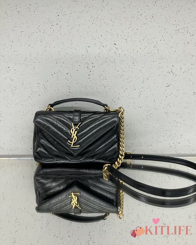 Kitlife Saint Laurent Women's Black College Mini Chain Bag - 20x13x3 cm - 1