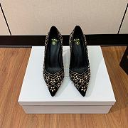 kitlife BALMAIN Ruby crystal-embellished suede pumps black&gold 10cm - 3