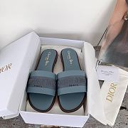 Kitlife Dior Dway Slide Pastel Blue Calfskin and Embroidered Cotton - 6