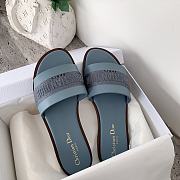 Kitlife Dior Dway Slide Pastel Blue Calfskin and Embroidered Cotton - 5