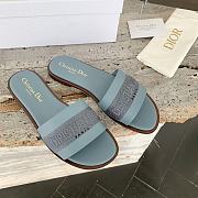 Kitlife Dior Dway Slide Pastel Blue Calfskin and Embroidered Cotton - 2