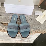 Kitlife Dior Dway Slide Pastel Blue Calfskin and Embroidered Cotton - 3