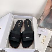Kitlife Dior Dway Slide Pastel Black Calfskin and Embroidered Cotton - 6