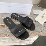 Kitlife Dior Dway Slide Pastel Black Calfskin and Embroidered Cotton - 2