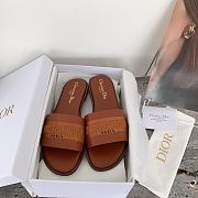 Kitlife Dior Dway Slide Pastel Brown Calfskin and Embroidered Cotton - 6