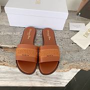 Kitlife Dior Dway Slide Pastel Brown Calfskin and Embroidered Cotton - 5
