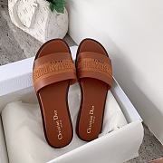 Kitlife Dior Dway Slide Pastel Brown Calfskin and Embroidered Cotton - 3