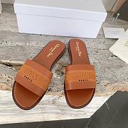 Kitlife Dior Dway Slide Pastel Brown Calfskin and Embroidered Cotton - 2