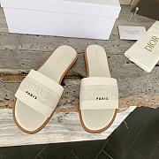 Kitlife Dior Dway Slide Pastel White Calfskin and Embroidered Cotton - 1