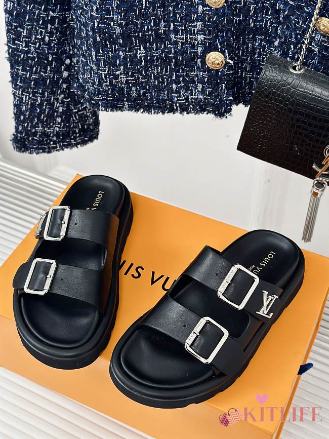 Kitlife Lousi Vuitton slides black - 1
